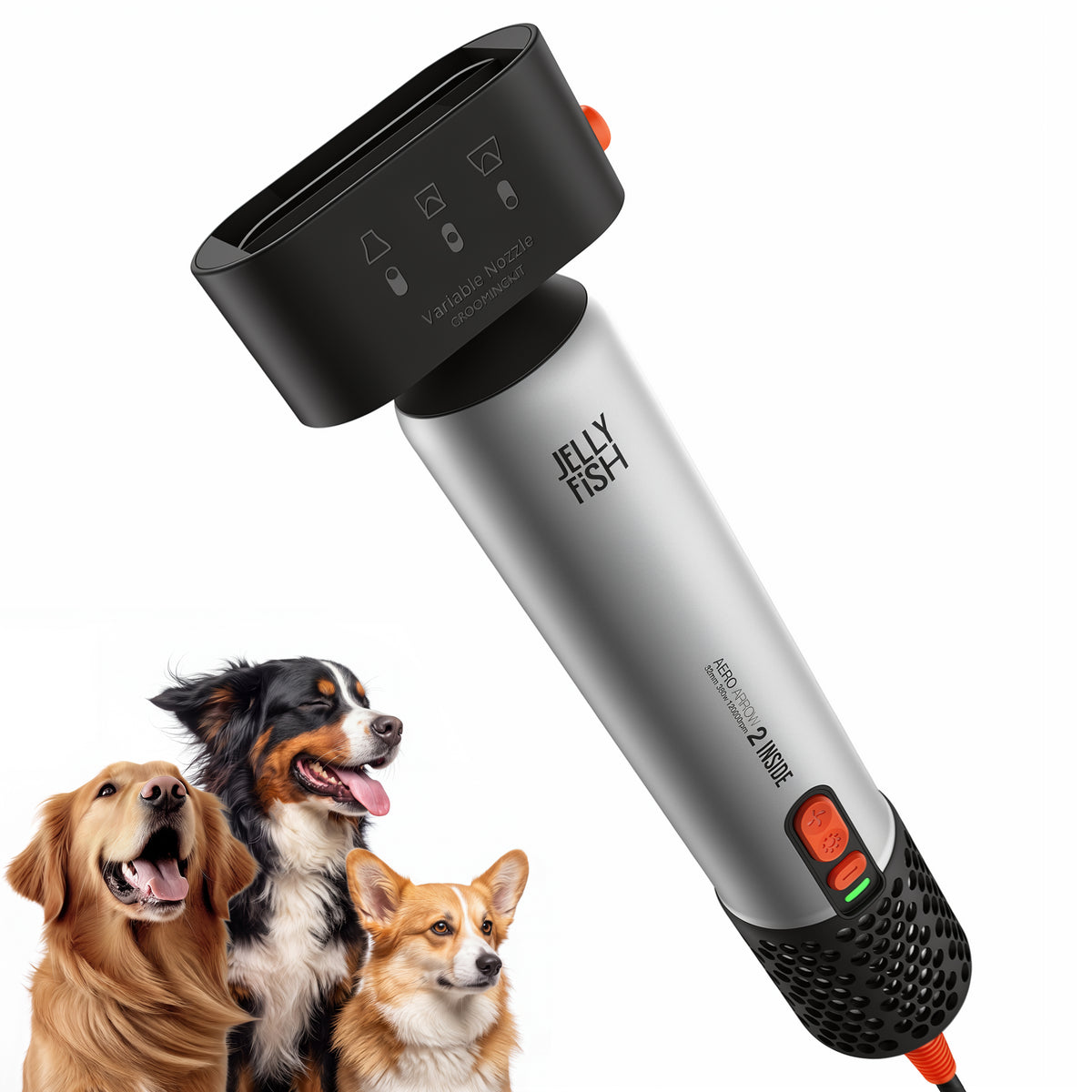 JELLYFISH FLOW handheld pet dryer with adjustable nozzle